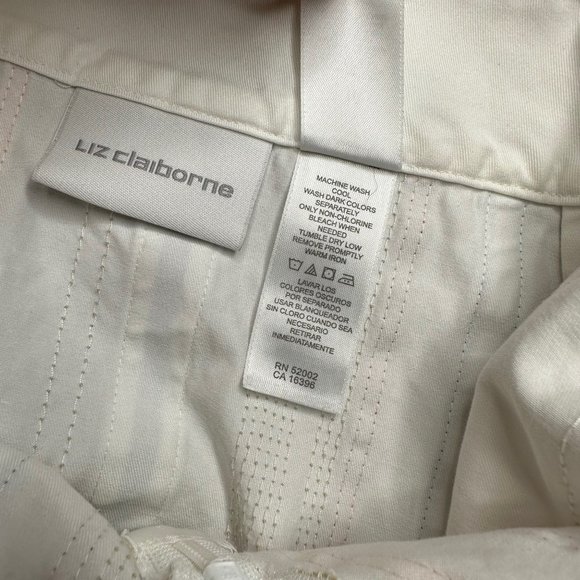 Liz Claiborne Straight Skirt Size 10 White Color Stripes Mid Rise 100% Cotton - Picture 11 of 13